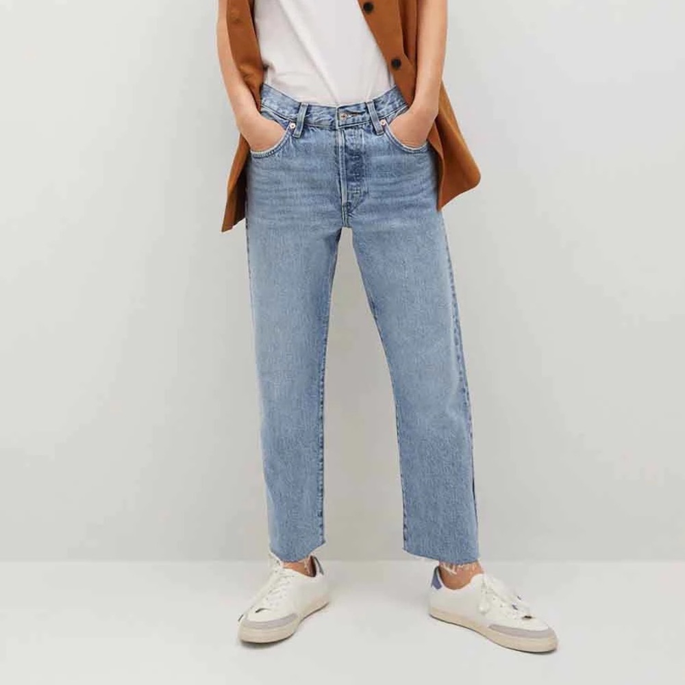 MANGO MNG • Havana High Waisted Mid Cropped Straight Jeans - Picture 4 of 9